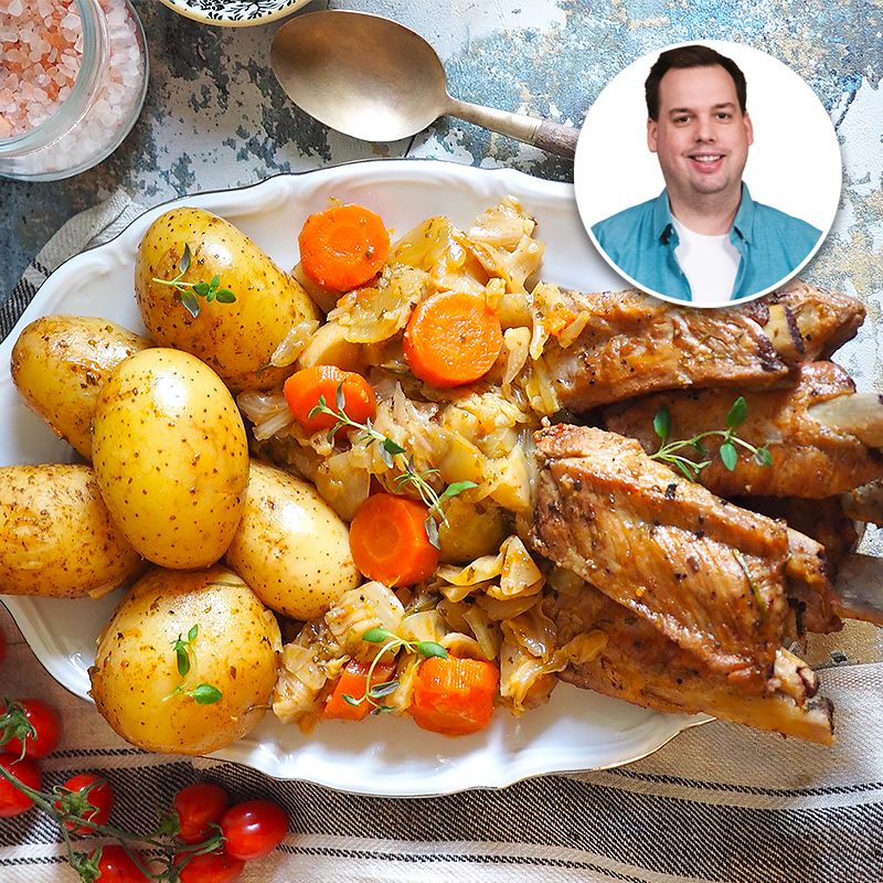 Żeberka z warzywami