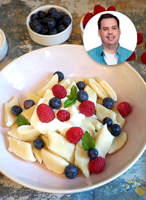 Kluski leniwe z owocami