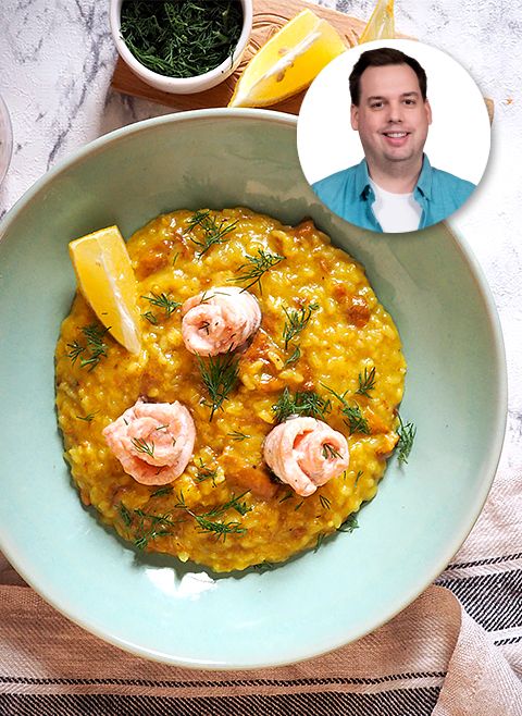 Risotto z kurkami i łososiem