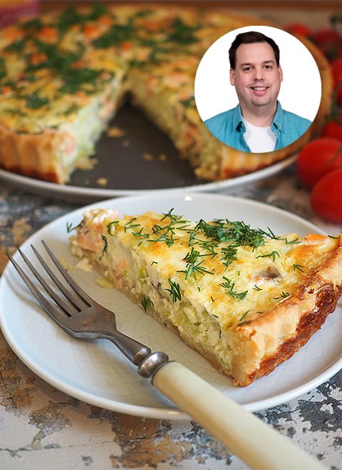 Tarta z porem i łososiem