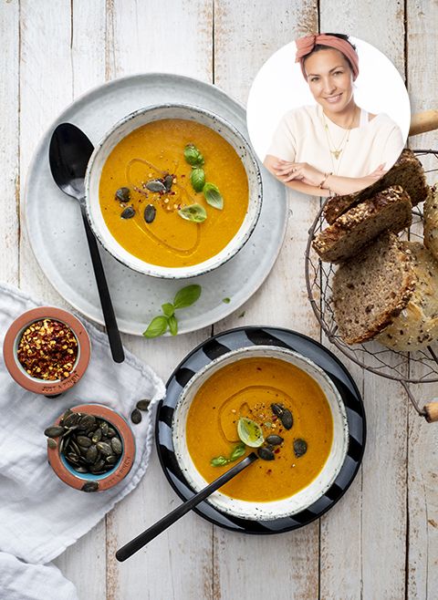 Krem z pieczonej dyni i batatów