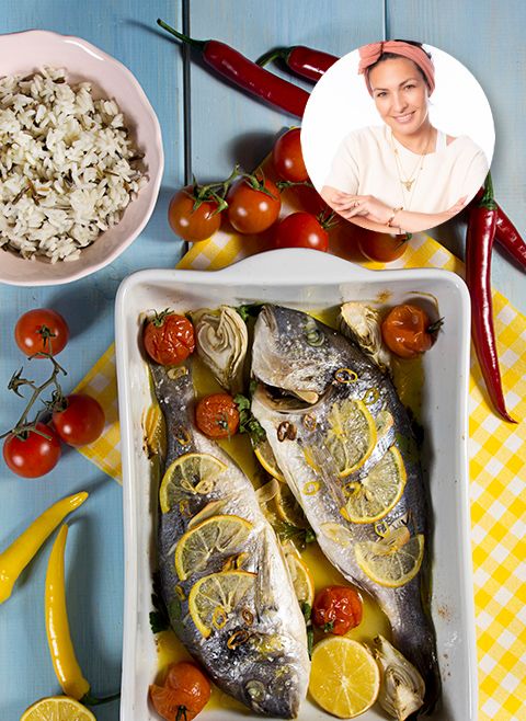 Dorada na parze z warzywami