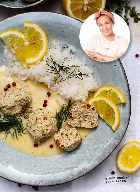 Pulpety drobiowe w sosie cytrynowym z ryżem