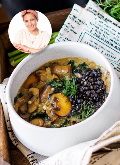 Wegański gulasz z pieczarek