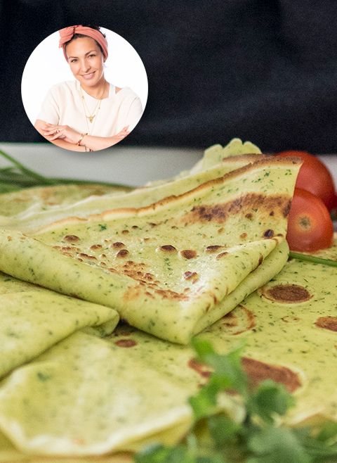 Ziołowe naleśniki z farszem z pierogów ruskich