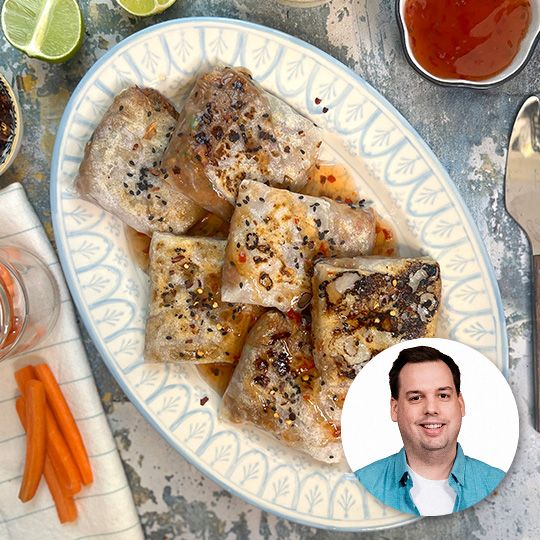 Koperty z papieru ryżowego z grzybami i tofu